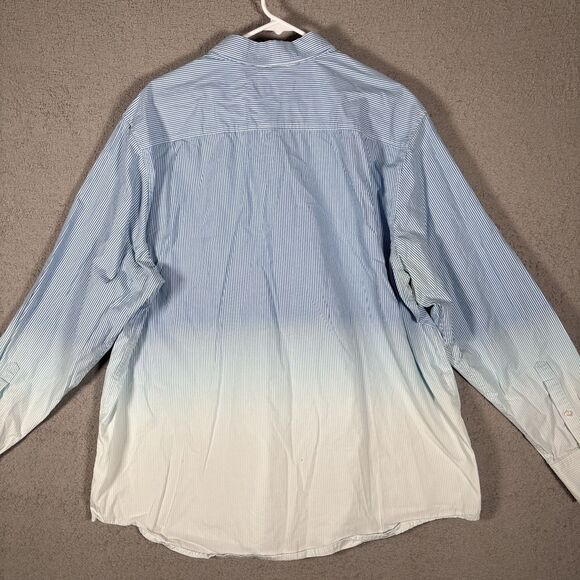 Tommy Bahama Pima Cotton Button Down Shirt Blue White Stripe Mens Size 2XL Ombre - Picture 11 of 13